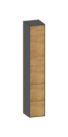 SCALIDO Hochschrank SLIM 320x1830x350mm 1 Tür links 2 Auszüge Farbvar. S/A/S