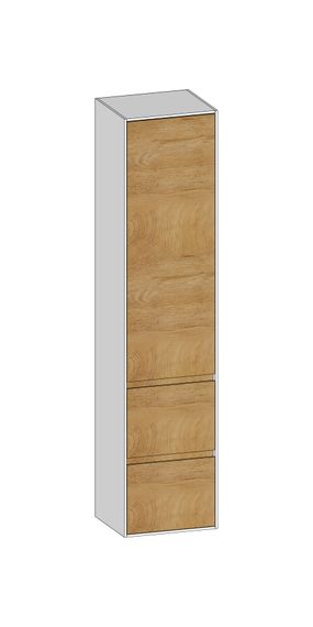 SCALIDO Hochschrank SLIM 420x1830x350mm 1 Tür links 2 Auszüge Farbvar. S/W/S