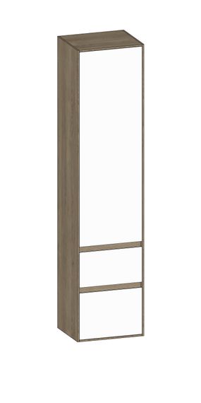 SCALIDO Hochschrank zu KP 420x1790x350mm 1 Tür links 2 Auszüge Farbvariante W/N/N