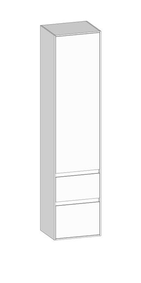 SCALIDO Hochschrank zu KP 420x1790x350mm 1 Tür links 2 Auszüge Farbvariante W/W/W