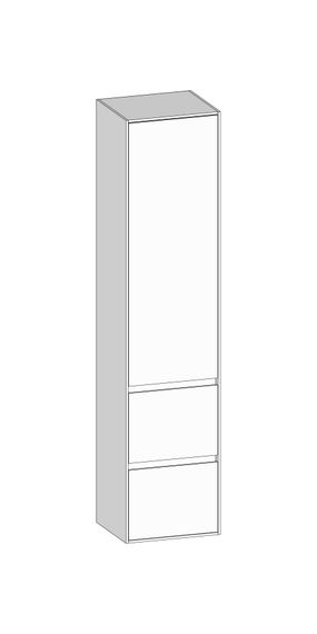 SCALIDO Hochschrank SLIM 420x1830x350mm 1 Tür rechts 2 Auszüge Farbvar. W/W/W