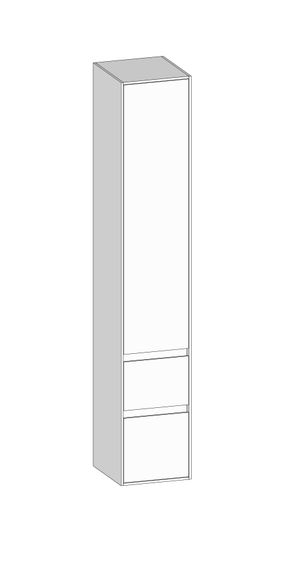 SCALIDO Hochschrank zu KP 320x1790x350mm 1 Tür rechts 2 Auszüge Farbvariant W/W/W