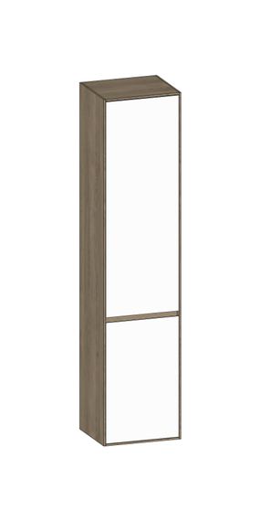 SCALIDO Hochschrank SLIM 420x1830x350mm 2 Türen links 4 Glaseinl. Farbvar. W/N/N