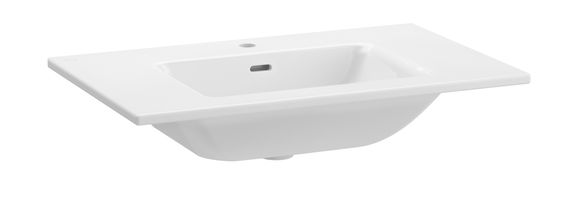 SCALIDO Slim Wandwaschtisch B: 800 T: 500 mm, weiß, ohne Beschichtung, mit 1 Hahnloch, mit Überlauf