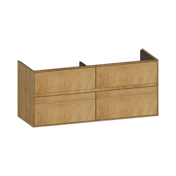 SCALIDO Waschtischunterschrank B:1270 H:560 T:460 mm, 4 Auszüge, für Waschtisch Wand 1300, sommereiche