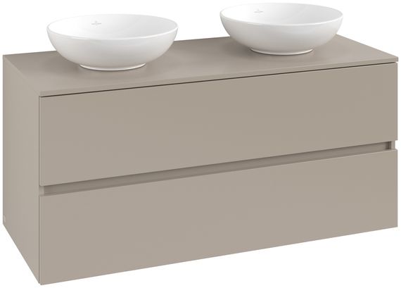Villeroy & Boch Arto Waschtischunterschrank B:1201 H:561 T:521 mm, sand grey, 2 Auszüge, 2 Beckene