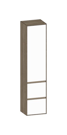 SCALIDO Hochschrank SLIM 420x1830x350mm 1 Tür links 2 Auszüge Farbvar. W/N/N