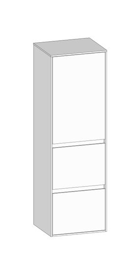 SCALIDO Mittelschr. SLIM 420x1330x350mm Tür oben links 2 Auszüge Farbvar W/W/W