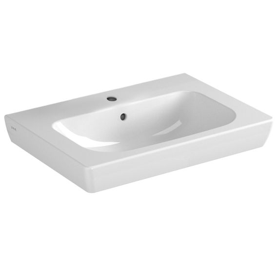 sanibel 3001 Wandwaschtisch B: 650 T: 460 mm, weiß, mit Glasur HYGIENE, mit 1 Hahnloch, mit Überlauf