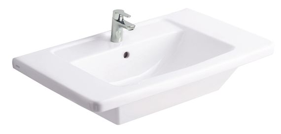 sanibel 3001 Wandwaschtisch B: 800 T: 490 mm, weiß, mit Glasur HYGIENE, mit 1 Hahnloch, mit Überlauf
