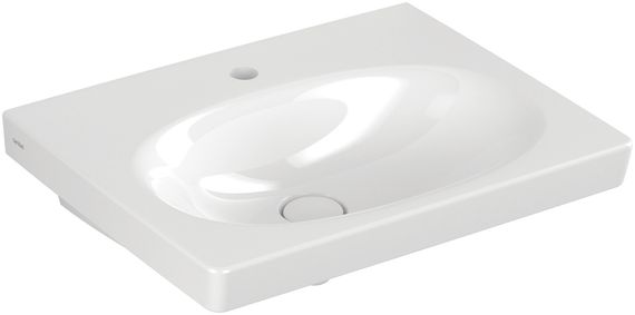 sanibel 5001 Wandwaschtisch B: 600 T: 460 mm, weiß, mit sanClean, mit 1 Hahnloch, ohne Überlauf