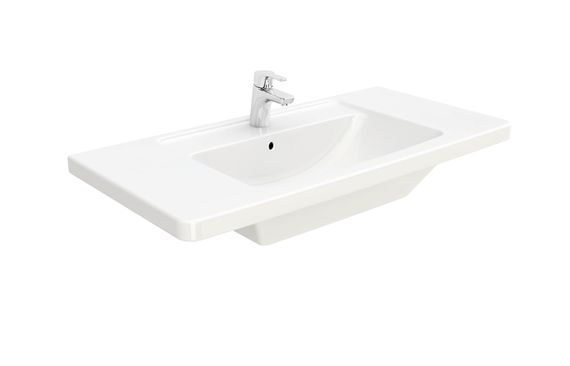 sanibel 3001 Wandwaschtisch B: 1000 T: 490 mm, weiß, mit Glasur HYGIENE, mit 1 Hahnloch, mit Überlauf