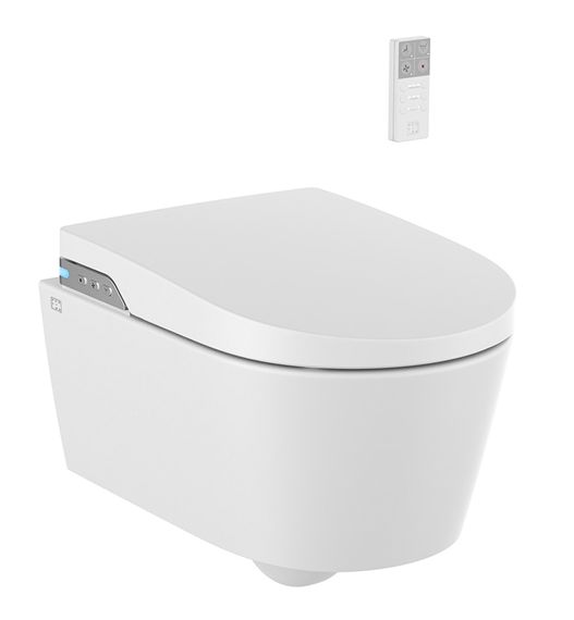 SCALIDO Wand-Dusch-WC L: 560 B: 390 mm, ohne Spülrand, weiß, ohne Beschichtung, WC-Sitz