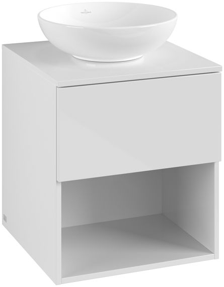 Villeroy & Boch Arto Waschtischunterschrank B:501 H:561 T:521 mm, weiß, 1 Auszug, 1 Auschnitt, Regalfach