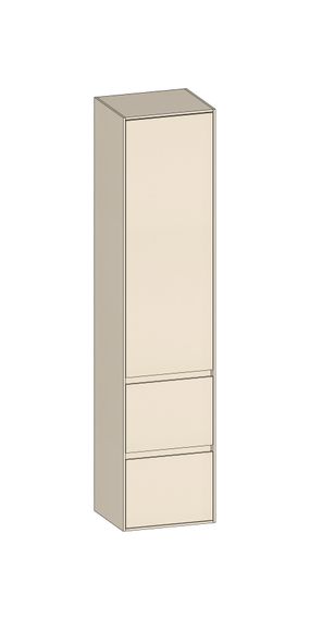 SCALIDO Hochschrank SLIM 420x1830x350mm 1 Tür links 2 Auszüge Farbvar. K/K/K