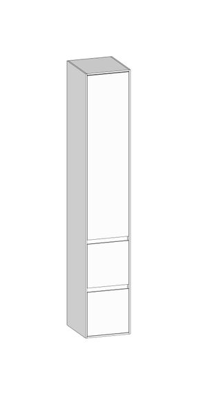 SCALIDO Hochschrank SLIM 320x1830x350mm 1 Tür links 2 Auszüge Farbvar. W/W/W