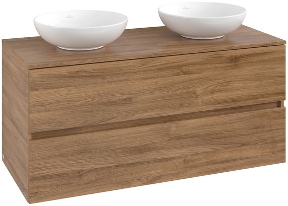 Villeroy & Boch Arto Waschtischunterschrank B:1201 H:561 T:521 mm, oak kansas, 2 Auszüge, 2 Beckene
