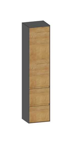 SCALIDO Hochschrank SLIM 420x1830x350mm 1 Tür links 2 Auszüge Farbvar. S/A/S