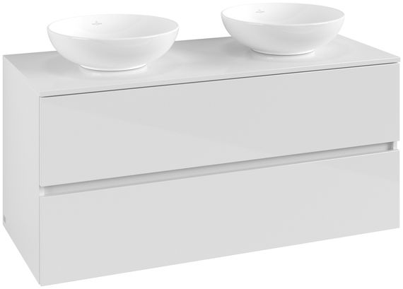Villeroy & Boch Arto Waschtischunterschrank B:1201 H:561 T:521 mm, weiß, 2 Auszüge, 2 Beckene